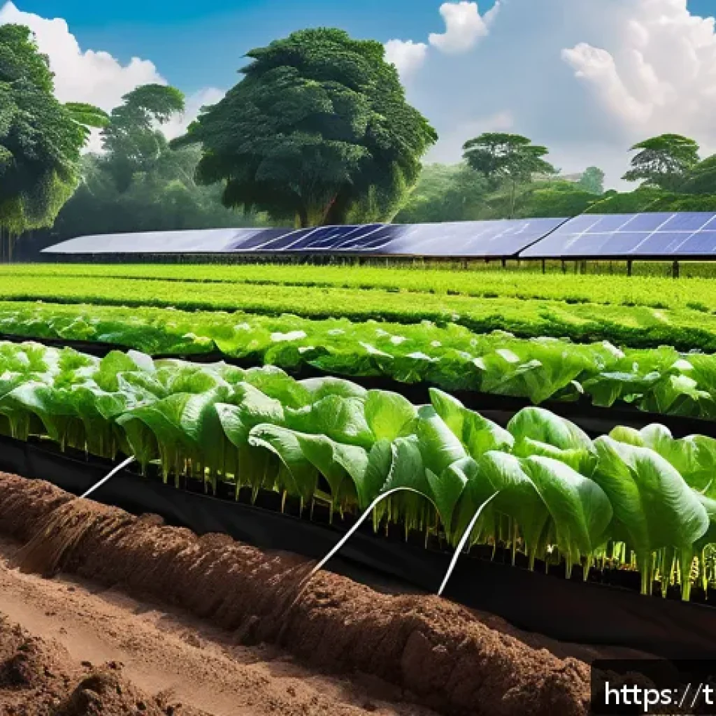 농업 스마트 공장 시스템 - A modern Thai smart farm scene during daytime, showcasing advanced soil and water sensors inserted i...