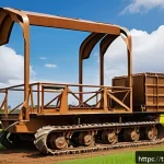 Home 18 농업 기계 디자인 원리 - A detailed close-up of an agricultural machine’s main steel frame designed for Thai farming conditio...